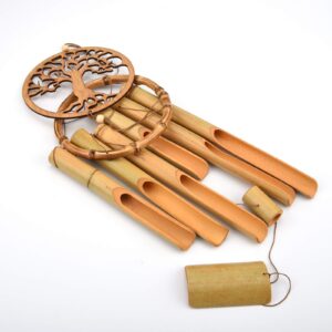 XINRUI Bamboo Wind Chimes, Tree of Life Wooden Wind Chime Kit Natural Decor Music Soothing Wind Bell Hanger Wind Chime Tubes Clearance Gifts for Garden, Outdoor, Outside, Patio and Home(34.5 inches)