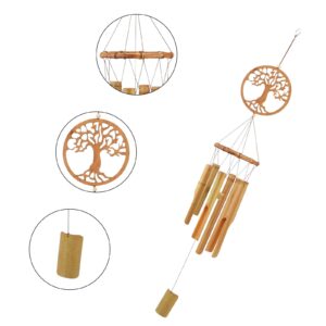 XINRUI Bamboo Wind Chimes, Tree of Life Wooden Wind Chime Kit Natural Decor Music Soothing Wind Bell Hanger Wind Chime Tubes Clearance Gifts for Garden, Outdoor, Outside, Patio and Home(34.5 inches)