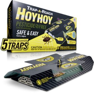 hoy hoy trap a roach - bait glue traps, great for home with kids & pets indoor, sticky pest control trap, roach killer, made in japan 5 traps