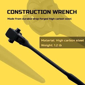 Lichamp 12.4 inch Ratchet Spud Wrench with Hammer Head, 3/8" x 1/2" Drive Dual Head Ratchet Long Handle Spud Bar Wrench for Construction Works