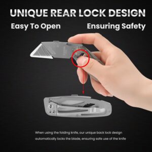 Lichamp 6-Pack Folding Utility Knifes, Quick Change Razor Knife Utility Pocket Construction Blade Knife