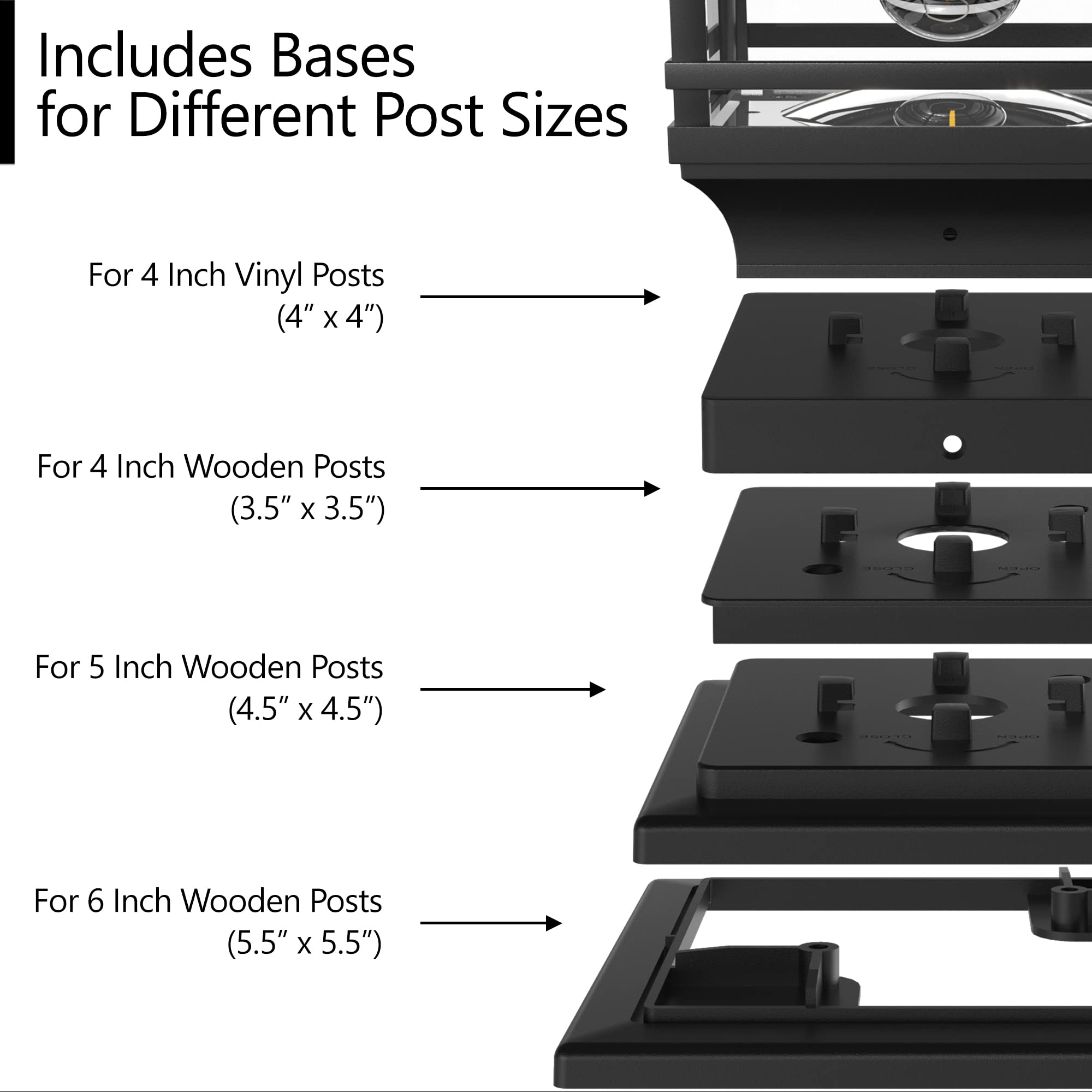 Davinci Lighting Edison Solar Outdoor Post Cap Lights - 4x4 5x5 6x6 - Bright LED Light for Fence Deck Garden or Patio Posts - Slate Black (1 Pack)