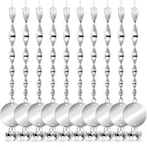 10 pack bird scare discs set silver spiral rods with bells keep birds away from garden, fruit trees, window, patio, house