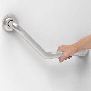 ameriluck decorative angled grab bar for stud mount, ada compliant 500lbs loading capacity, stainless steel (peened, 16 inches)