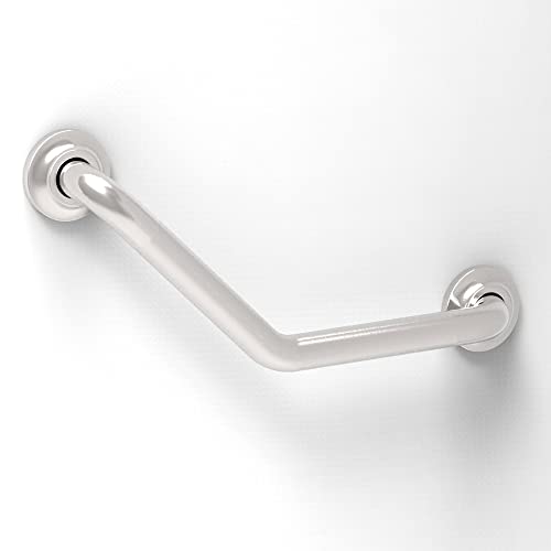 AmeriLuck Decorative Angled Grab Bar for Stud Mount, ADA Compliant 500lbs Loading Capacity, Stainless Steel (Peened, 16 inches)