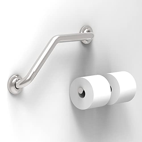 AmeriLuck Decorative Angled Grab Bar for Stud Mount, ADA Compliant 500lbs Loading Capacity, Stainless Steel (Peened, 16 inches)