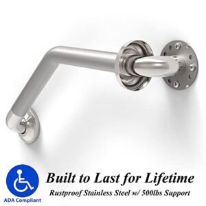 AmeriLuck Decorative Angled Grab Bar for Stud Mount, ADA Compliant 500lbs Loading Capacity, Stainless Steel (Peened, 16 inches)