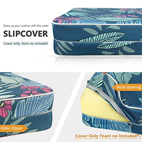 Porch Shield Square Patio Chair Cushion Covers 4 Pack, Waterproof Cushion Slip Covers Outdoor, Replacement Covers Only, 21 x 21 x 4 Inch