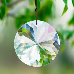 bauhinia hanging faceted crystals large window prisms suncatcher ornament rainbow maker chandelier crystal pendant(85mm,round)