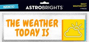 astrobrights 7-piece daily weather kit, pre-assembled, 1 backer board with magnet/6 di-cut icons with magnets, assorted colors (91769)