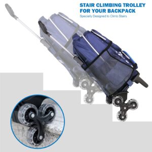 Backpack Trolley, Wheeled Cart Aluminum Alloy, Folding Trolley Cart for Schoolbag, 6 Wheels Luggage Cart