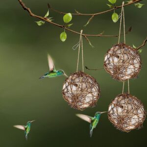 winemana Set of 3 Globe Hummingbird Nesters, Full of Bird Nesting Materials, Design for Bird Lovers, Idea Bird Gifts in Outdoor Indoor Patio Garden