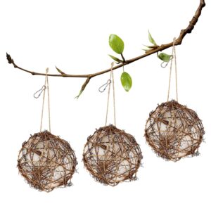 winemana Set of 3 Globe Hummingbird Nesters, Full of Bird Nesting Materials, Design for Bird Lovers, Idea Bird Gifts in Outdoor Indoor Patio Garden