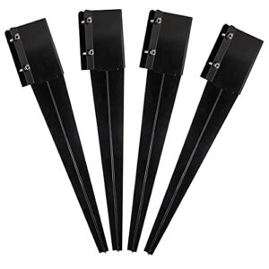 kdgarden fence post anchor metal ground spike heavy duty black coated powder fence stakes post support base for 4"x4" mailbox or fence post, 24"x4"x4" outer dia (3.5"x3.5" inner dia), pack of 4