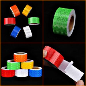 6 Rolls Reflective Tapes 6 Colors Reflective Warning Tape Night Safety Sticker, Silver, Blue, Red, Yellow, Orange, Green (0.4 Inch x 157.8 Feet) (1 Inch x 60 Feet)