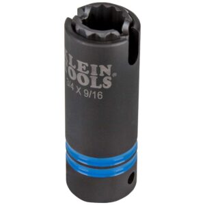 klein tools 66031 3-in-1 slotted impact socket, 12-point deep sockets, coaxial spring loaded, 3/4 and 9/16-inch hex sizes, 1/2-inch drive