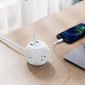 Anker Power Strip, PowerCube with 3 Outlets & 30W USB C,5ft Extension Cord, Power Delivery High-Speed Charging for iPhone 14/14Pro/13/12, for Dorm/Office,Cruise Travel Essential,TUV Listed