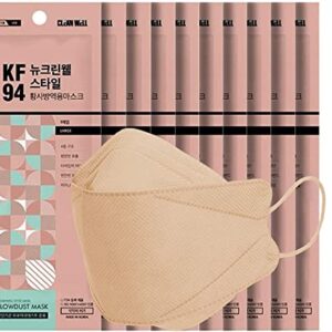 [BEIGE MASK][CLEAN WELL][10 Pack] ::KF94 Certified:: 4-Layers Face Safety Mask for Adult [Individually Packaged][Made in Korea]