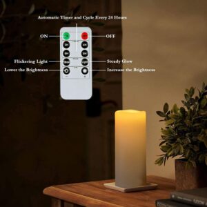 Homemory 4" x 10" Large Waterproof Outdoor Flameless Candles, Battery Operated LED Pillar Candles with Remote and Timers for Indoor Outdoor Lanterns, Long Lasting, Dark Ivory, Set of 2