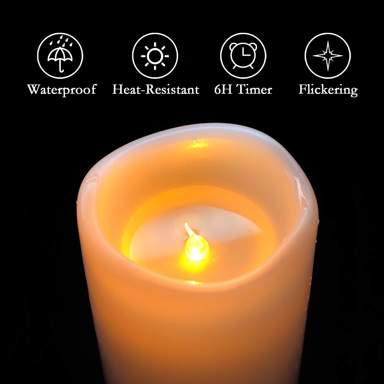 Homemory 4" x 10" Large Waterproof Outdoor Flameless Candles, Battery Operated LED Pillar Candles with Remote and Timers for Indoor Outdoor Lanterns, Long Lasting, Dark Ivory, Set of 2