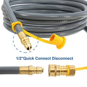 12 Feet 1/2-Inch Natural Gas Hose with Quick Connect Fitting for BBQ, Grill, Pizza Oven, Patio Heater and More NG Appliance, Propane to Natural Gas Conversion Kit - CSA Certified