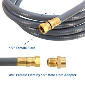 12 Feet 1/2-Inch Natural Gas Hose with Quick Connect Fitting for BBQ, Grill, Pizza Oven, Patio Heater and More NG Appliance, Propane to Natural Gas Conversion Kit - CSA Certified