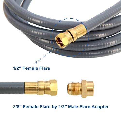 12 Feet 1/2-Inch Natural Gas Hose with Quick Connect Fitting for BBQ, Grill, Pizza Oven, Patio Heater and More NG Appliance, Propane to Natural Gas Conversion Kit - CSA Certified