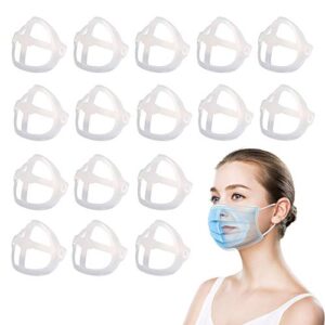 tirdkid 16pcs face bracket for mask -3d mask bracket -face mask internal support frame, more space for comfortable breathing, lipstick protector ,washable reusable white