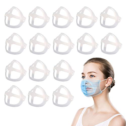 Tirdkid 16Pcs Face Bracket for Mask -3D Mask Bracket -Face Mask Internal Support Frame, More Space for Comfortable Breathing, Lipstick Protector ,Washable Reusable White