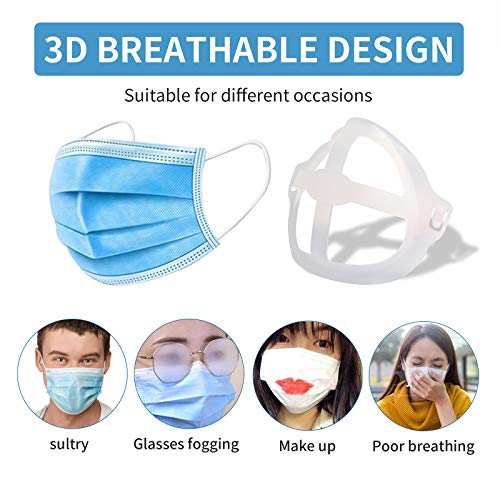 Tirdkid 16Pcs Face Bracket for Mask -3D Mask Bracket -Face Mask Internal Support Frame, More Space for Comfortable Breathing, Lipstick Protector ,Washable Reusable White