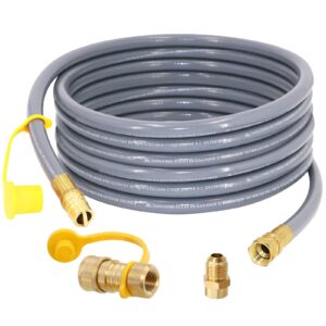 24 feet 1/2-inch natural gas hose with quick connect fitting for bbq, grill, pizza oven, patio heater and more ng appliance, propane to natural gas conversion kit - csa certified