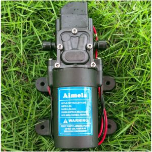 Aimela 12V DC Fresh Water Pump with 2 Hose Clamps,Self Priming Sprayer Pump with Pressure Switch,12 Volt High Pressure Pump Diaphragms,4.5 L/Min 1.2 GPM 85 PSI Adjustable for Spray,Marine,Lawn