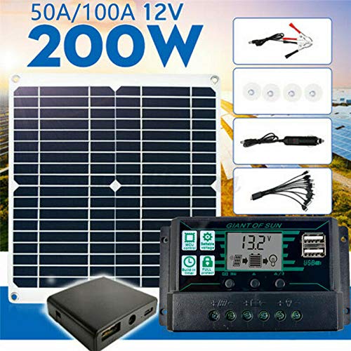 Fauge 200W Watt Solar Panel Kit 12Volt Battery Charge Controller for Rv Caravan Boat -With 50A Controller