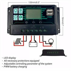 Fauge 200W Watt Solar Panel Kit 12Volt Battery Charge Controller for Rv Caravan Boat -With 50A Controller