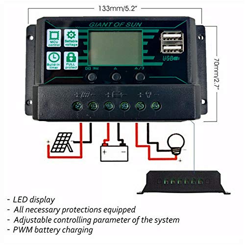 Fauge 200W Watt Solar Panel Kit 12Volt Battery Charge Controller for Rv Caravan Boat -With 50A Controller