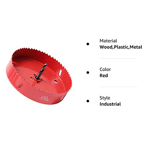 Bi-Metal Hole Saw 6 1/8 Inch, 30 mm Cutting Depth HSS Hole Cutter for Cutting Wood, Plastic, Drywall, Plasterboard and Soft Metal Sheet, Red