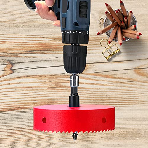 Bi-Metal Hole Saw 6 1/8 Inch, 30 mm Cutting Depth HSS Hole Cutter for Cutting Wood, Plastic, Drywall, Plasterboard and Soft Metal Sheet, Red