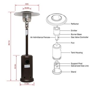 EVOOP 48000-BTU Copper Iron Floorstanding Liquid Propane Patio Heater