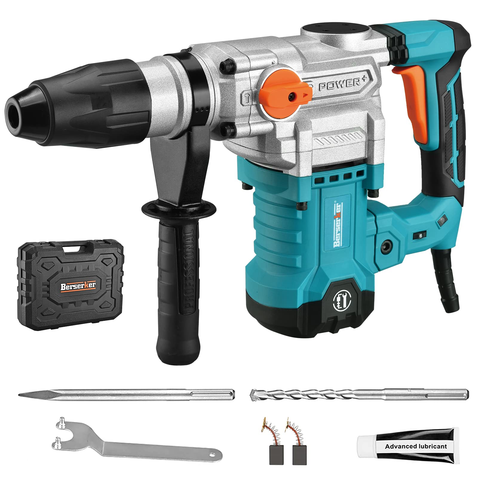 Berserker 1-9/16" SDS-Max Heavy Duty Rotary Hammer Drill with Vibration Control,Safety Clutch,13 Amp 3 Functions Demolition Rotomartillo for Concrete-Including 1 Drill Bits,Point Chisel,Carrying Case