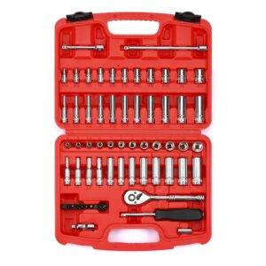 mixpower 62-piece 1/4-inch dr. master socket set with ratchets,universal joint, extensions with 1/4'' dr. bits set, sae/metric 6-point 5/32-inch - 9/16-inch, 4 mm - 14 mm, cr-v socket