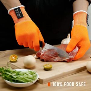 WORK FORMULA 4 pcs Cut Resistant Glove Food Grade Snug Fit for Women Men Kids Chefs Butchers (High Visible, Medium (Pack of 4))