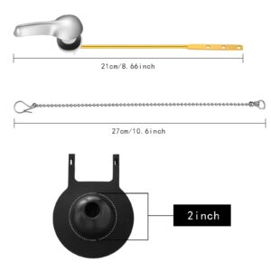 4 Pcs Toilet Handle Replacement Kit Front Toilet Tank Flush Lever Replacement with Toilet Flapper Replacement and 2 Pcs Stainless Steel Chain (Black)