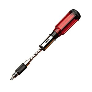 kings county tools yankee style screwdriver | 7 double-sided bits included | rotating barrel with hex chuck | 3-position selector - locked, spiral-in and spiral-out | easy on hands
