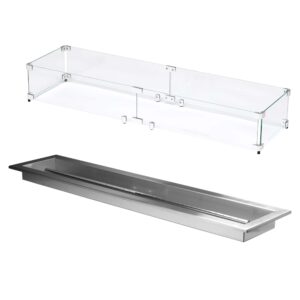 celestial fire glass 36" x 6" drop-in burner pan and glass flame guard bundle