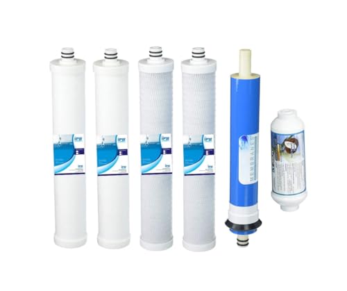 IPW Industries Inc. Compatible AC-30 Reverse Osmosis System Complete Annual Filter Replacement Cartridges - 2x Sediment/2xCarbon Block/1xInline/1xMembrane