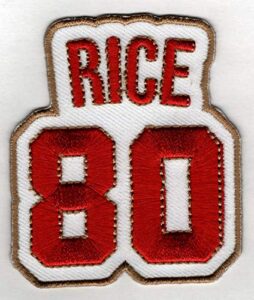 jerry rice no. 80 patch - jersey number football sew or iron-on embroidered patch 2 1/2 x 2 3/4"