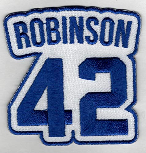 JACKIE ROBINSON No. 42 Patch - Jersey Number Blue/White Embroidered DIY Sew or Iron-On Patch