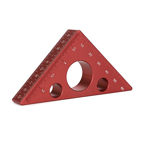 OwnMy 45 Degree Aluminum Alloy Angle Ruler, Inch Imperial Metric Scale Rafter Layout Carpenter Square Triangle Ruler Angle Measurement Tool for Woodworking Workshop Square Measuring Gauging Tool, Red