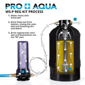 PRO+AQUA RV Water Filter and Portable Water Softener Regeneration Kit - 5 Micron Filtration, Anti-Corrosion Brass Fittings, Transparent Housing, Filters Chlorine, Bad Taste, Odors, Sediment, Bacteria