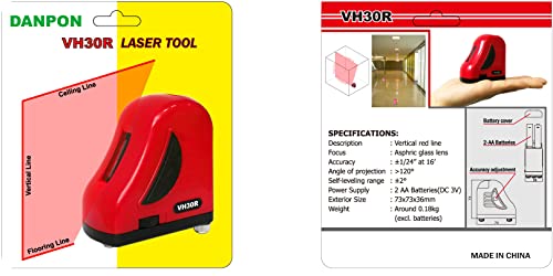 Danpon Laser Level One Red Vertical Line,Small,High Brightness,Projection Angle Greater than 120°,All Laser Modules are Assembled with Aspheric Glass Lens,VH-30R